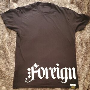 1st Class Foreign Black Tee with Bold White Print